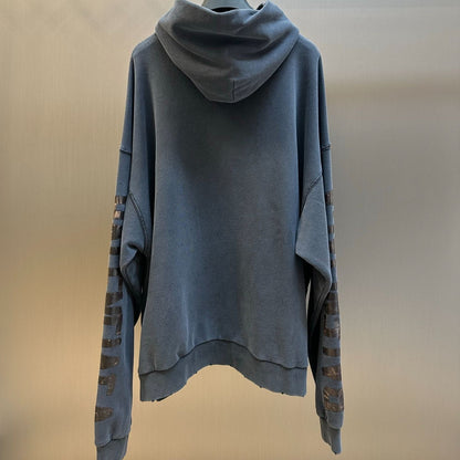BALENCIAGA Transparent Tape Ripped Pocket Hooded Sweatshirt