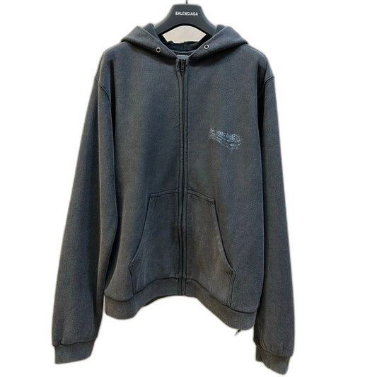 Balenciaga faded black regular fit zip-up hoodie