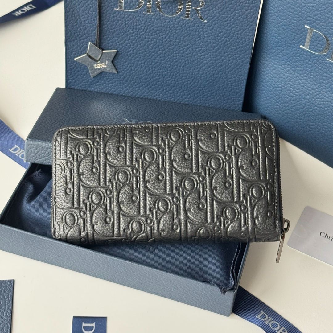 Dior Gravity Genuine Leather Long Zipper Wallet - 19.8*11cm