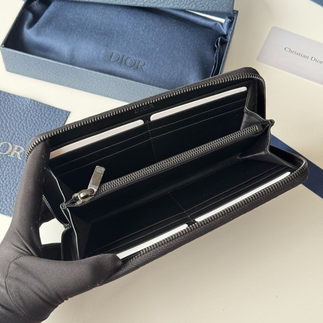 Dior Gravity Genuine Leather Long Zipper Wallet - 19.8*11cm