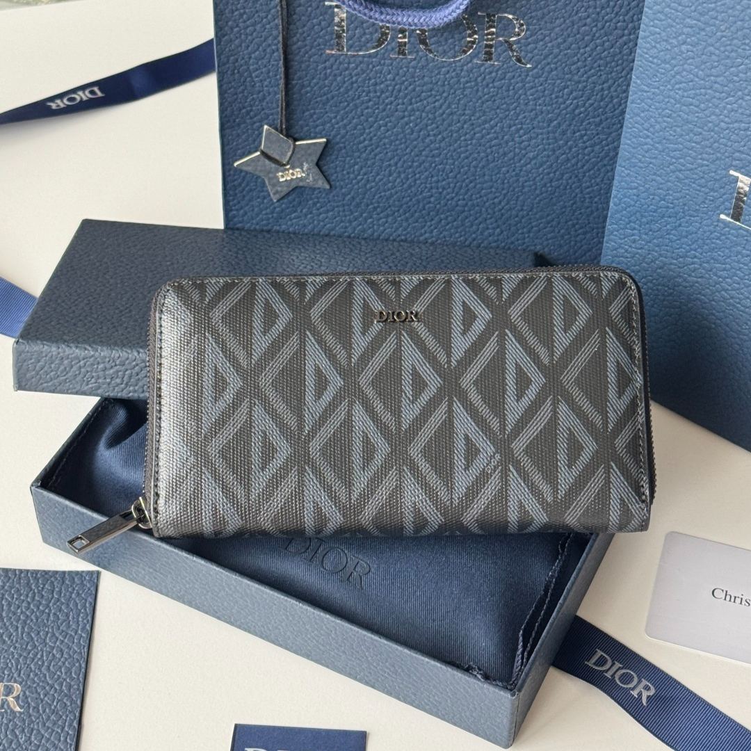 Dior CD Diamond Long Zip Wallet