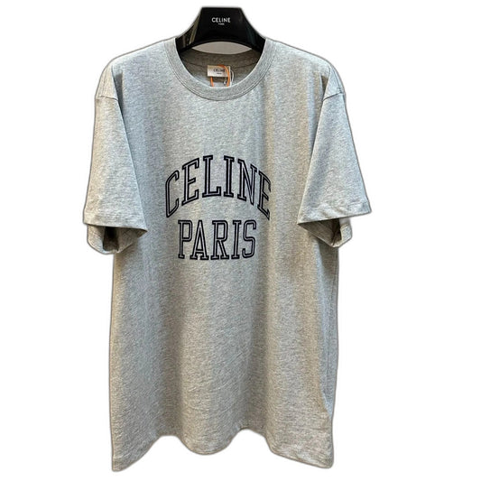 CELINE Cotton Jersey Loose T-Shirt in Grey
