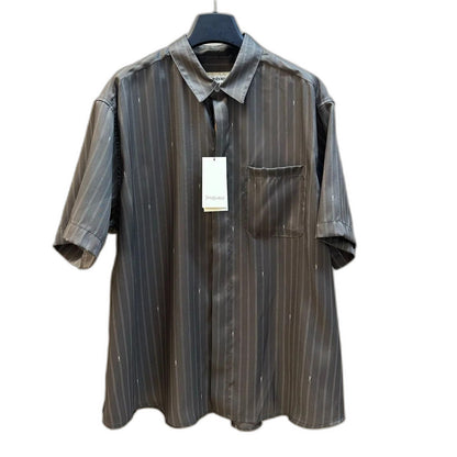 Saint Laurent CASSANDRE striped silk crepe de chine shirt, grey