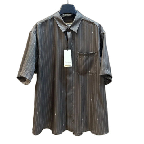 Saint Laurent CASSANDRE striped silk crepe de chine shirt, grey