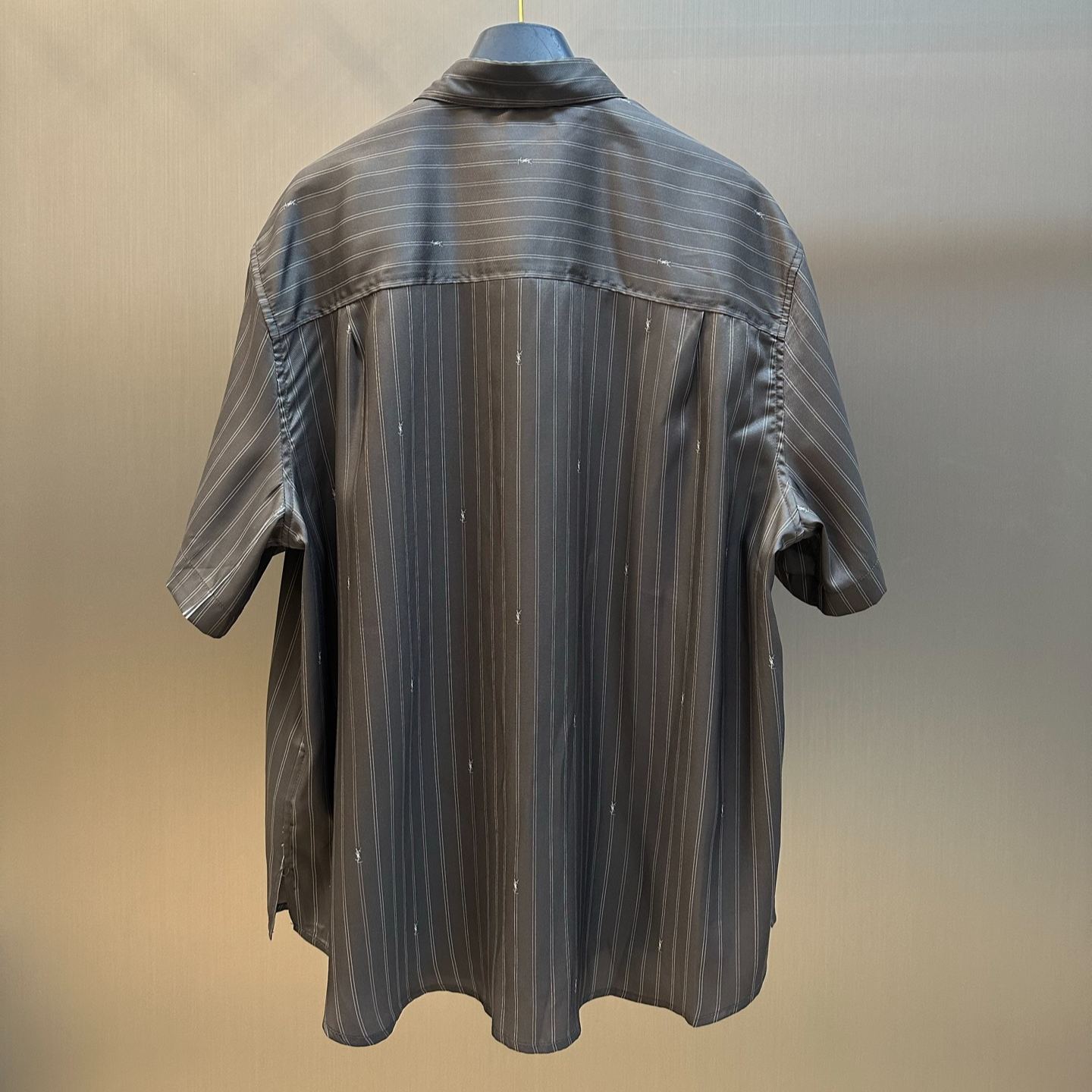 Saint Laurent CASSANDRE striped silk crepe de chine shirt, grey