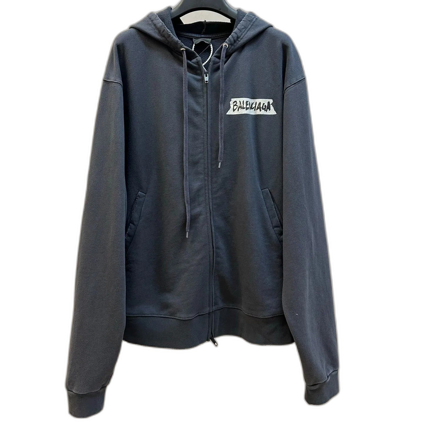 Balenciaga Masking Tape Hoodie Oversized Zip-Up Hoodie