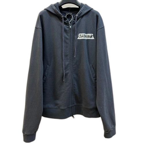 Balenciaga Masking Tape Hoodie Oversized Zip-Up Hoodie