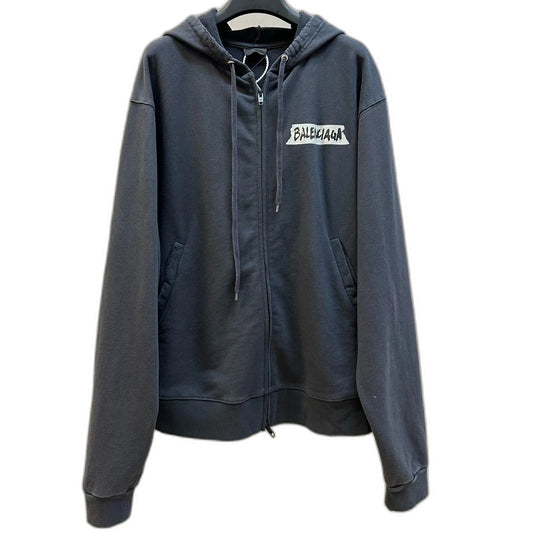 Balenciaga Masking Tape Hoodie Oversized Zip-Up Hoodie