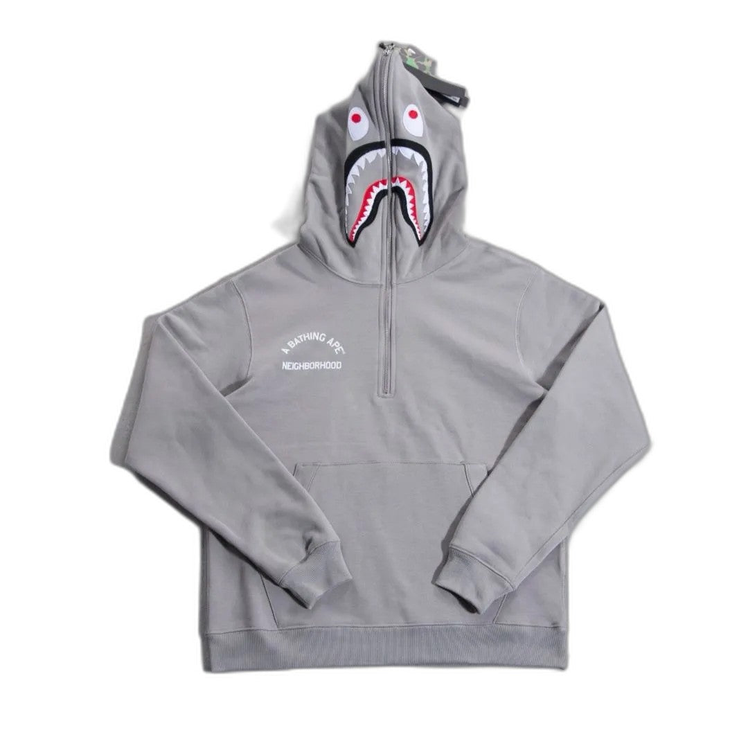 BAPE X NBHD TWO FACE HALF ZIP PULLOVER HOODIE