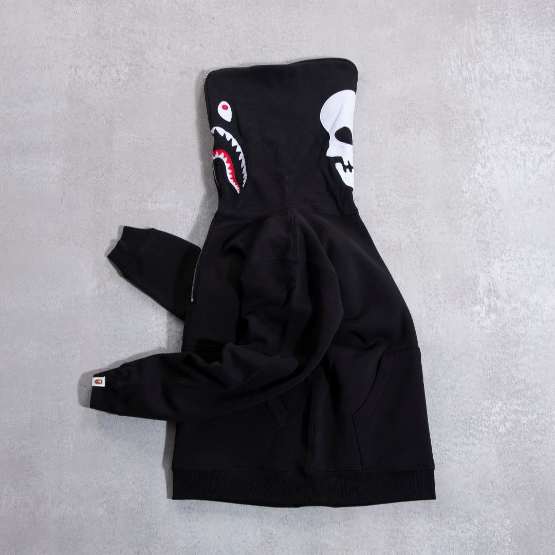 BAPE X NBHD TWO FACE HALF ZIP PULLOVER HOODIE