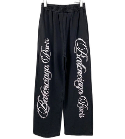 Balenciaga Cursive Baggy Pants for Men in Black/White