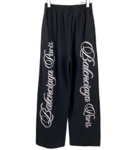 Balenciaga Cursive Baggy Pants for Men in Black/White