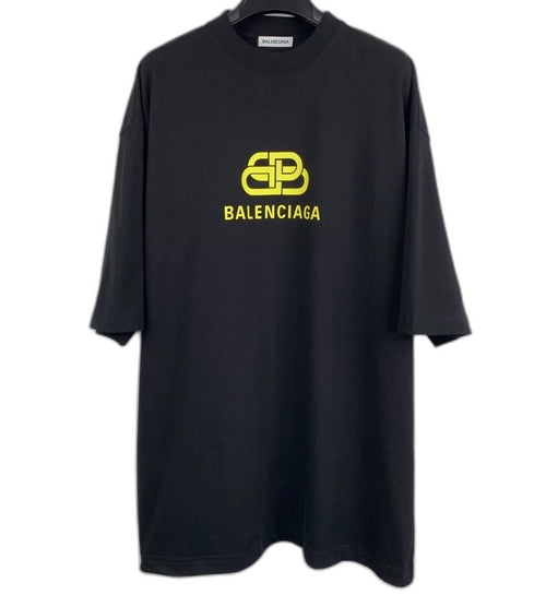 Balenciaga Black Boxy Tee with Logo Print and Balenciaga