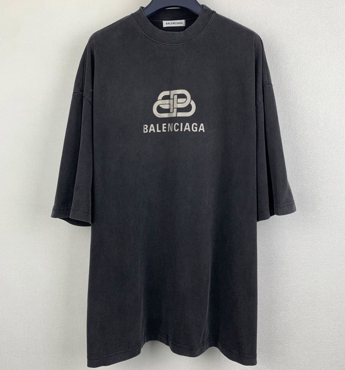 Balenciaga Black Boxy Tee with Logo Print and Balenciaga