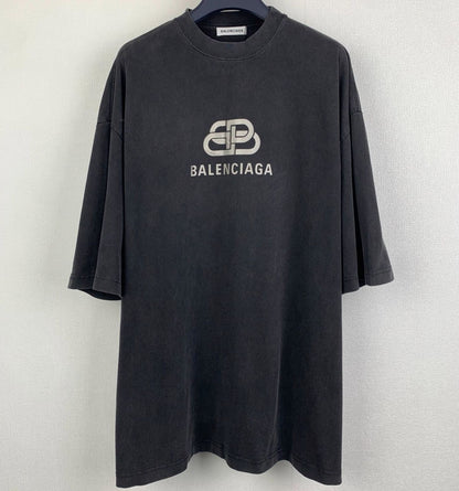 Balenciaga Black Boxy Tee with Logo Print and Balenciaga