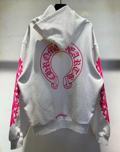 Chrome Hearts White Magenta Horseshoe Hoodie