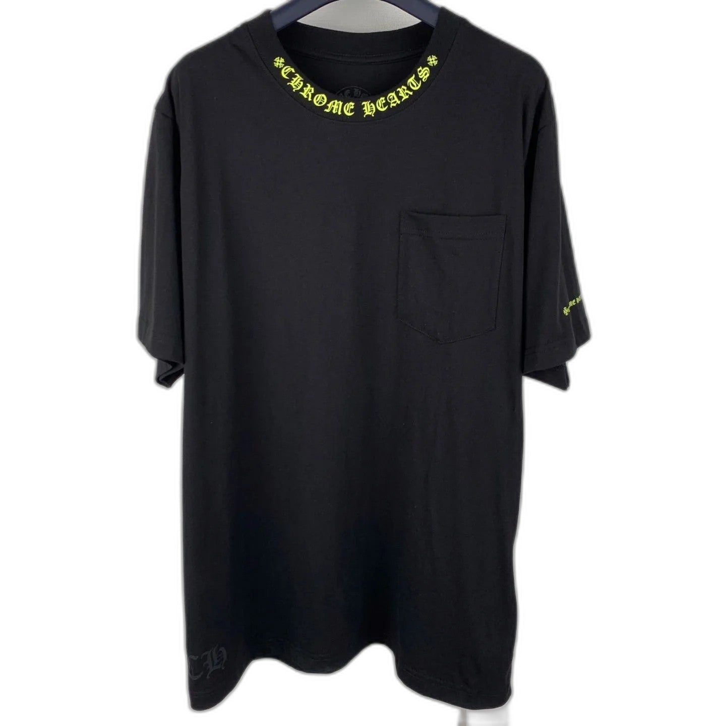 Chrome Hearts Neck Logo T-Shirt 'Black/Neon Yellow'