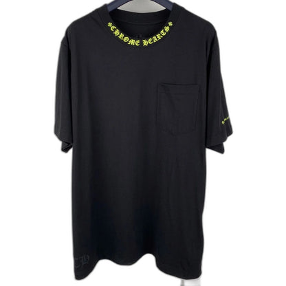 Chrome Hearts Neck Logo T-Shirt 'Black/Neon Yellow'