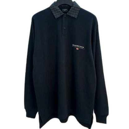 Balenciaga Men's Unity Sport Long Sleeve Shirt Collar Polo in Faded Black