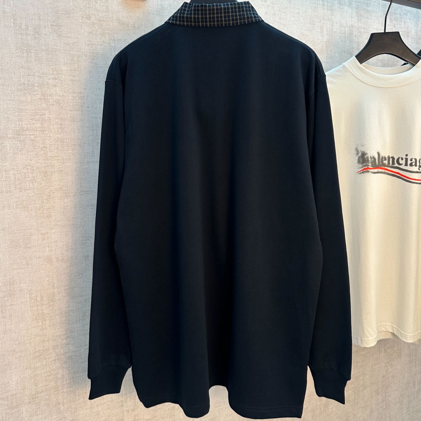Balenciaga Men's Unity Sport Long Sleeve Shirt Collar Polo in Faded Black