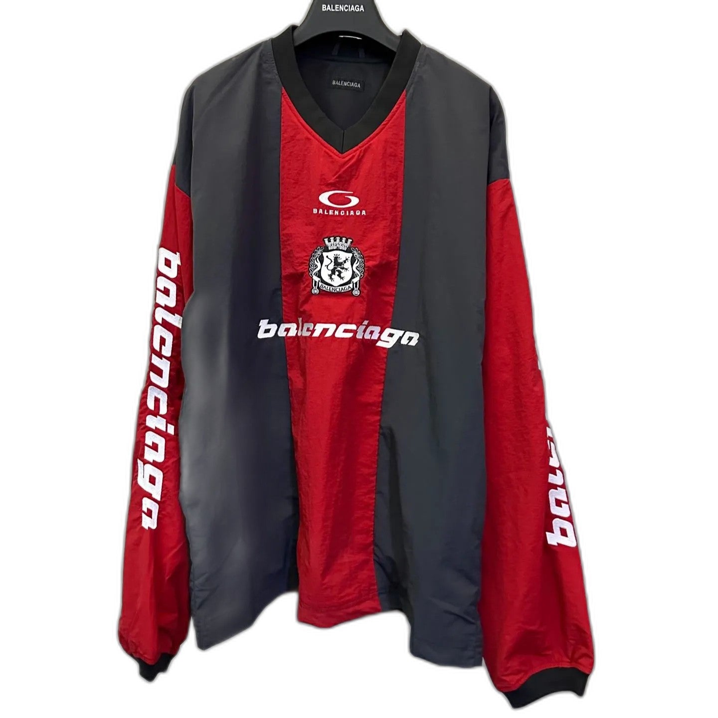 Balenciaga Men's Outerwear Long Sleeve Top in Lipstick Red/black