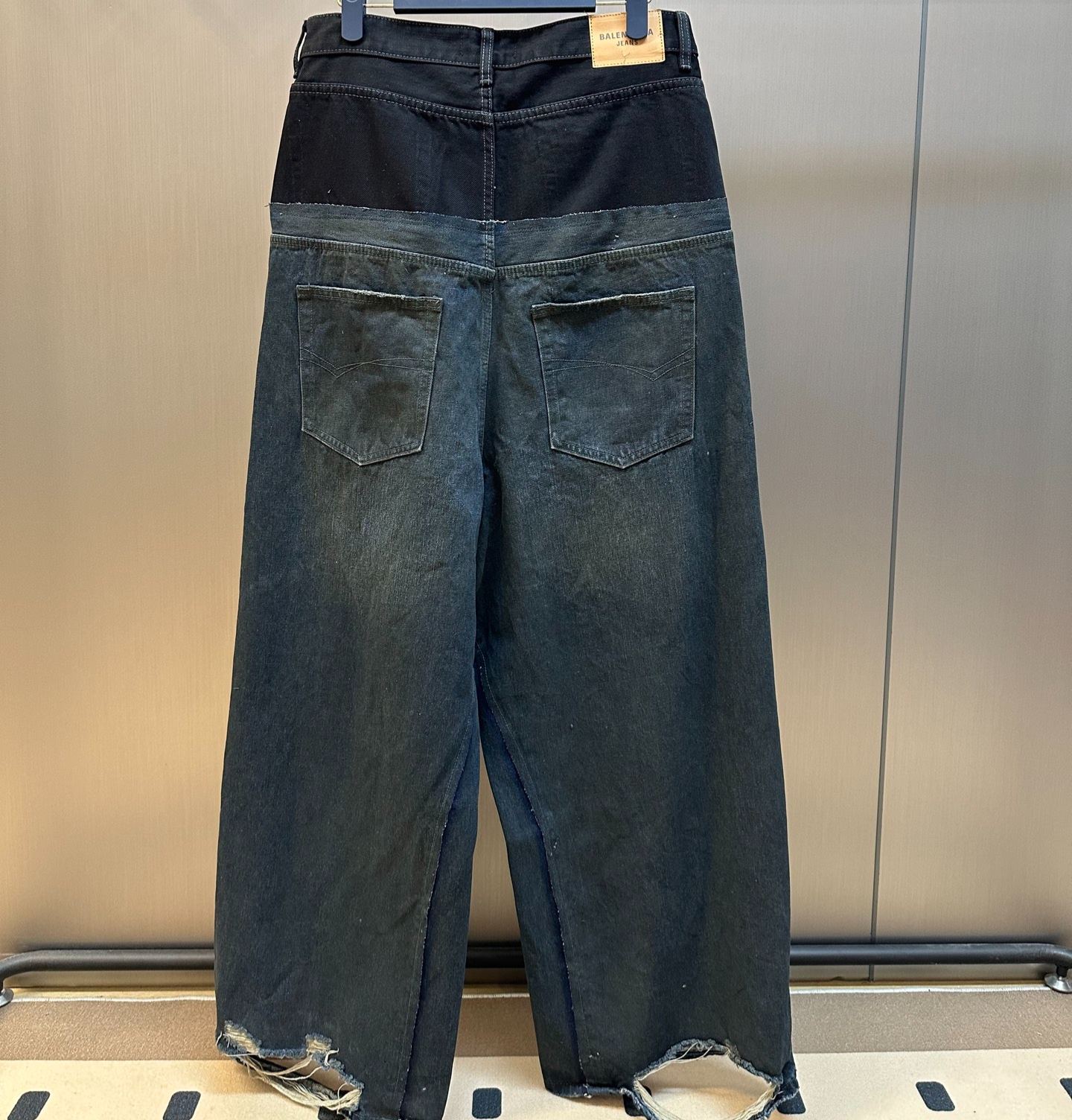BALENCIAGA Men's Cut-up Baggy Pants in Blue