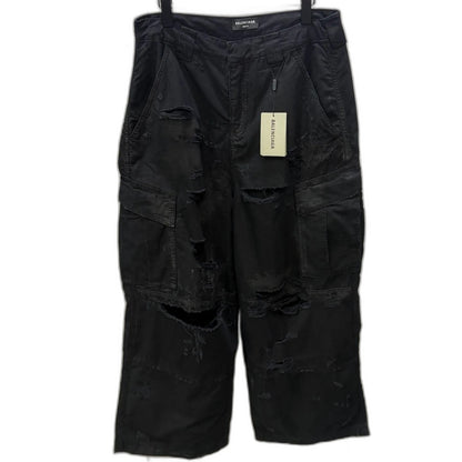 BALENCIAGA Men's Distressed Large Cargo Pants "Black"