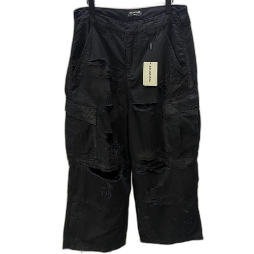 BALENCIAGA Men's Distressed Large Cargo Pants "Black"