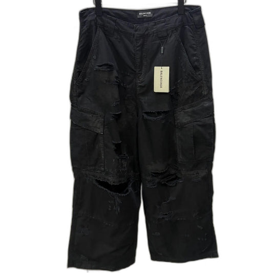 BALENCIAGA Men's Distressed Large Cargo Pants "Black"