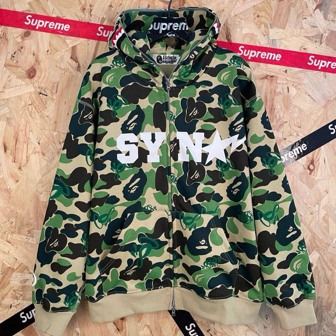 A BATHING APE x Spotify x SYNA World by Central Cee Camo Shark Full Zip Hoodie
