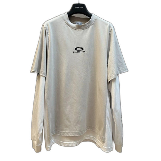 Balenciaga Hybrid Double T-shirt for men in light grey/white