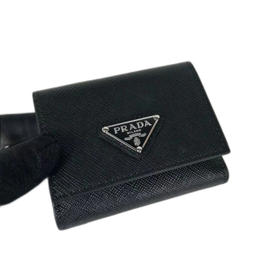 Prada Black Saffiano Triangle Wallet