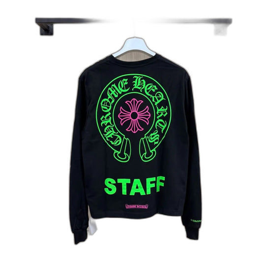 Chrome Hearts Horseshoe Staff L/S T-Shirt Black/Green/Pink