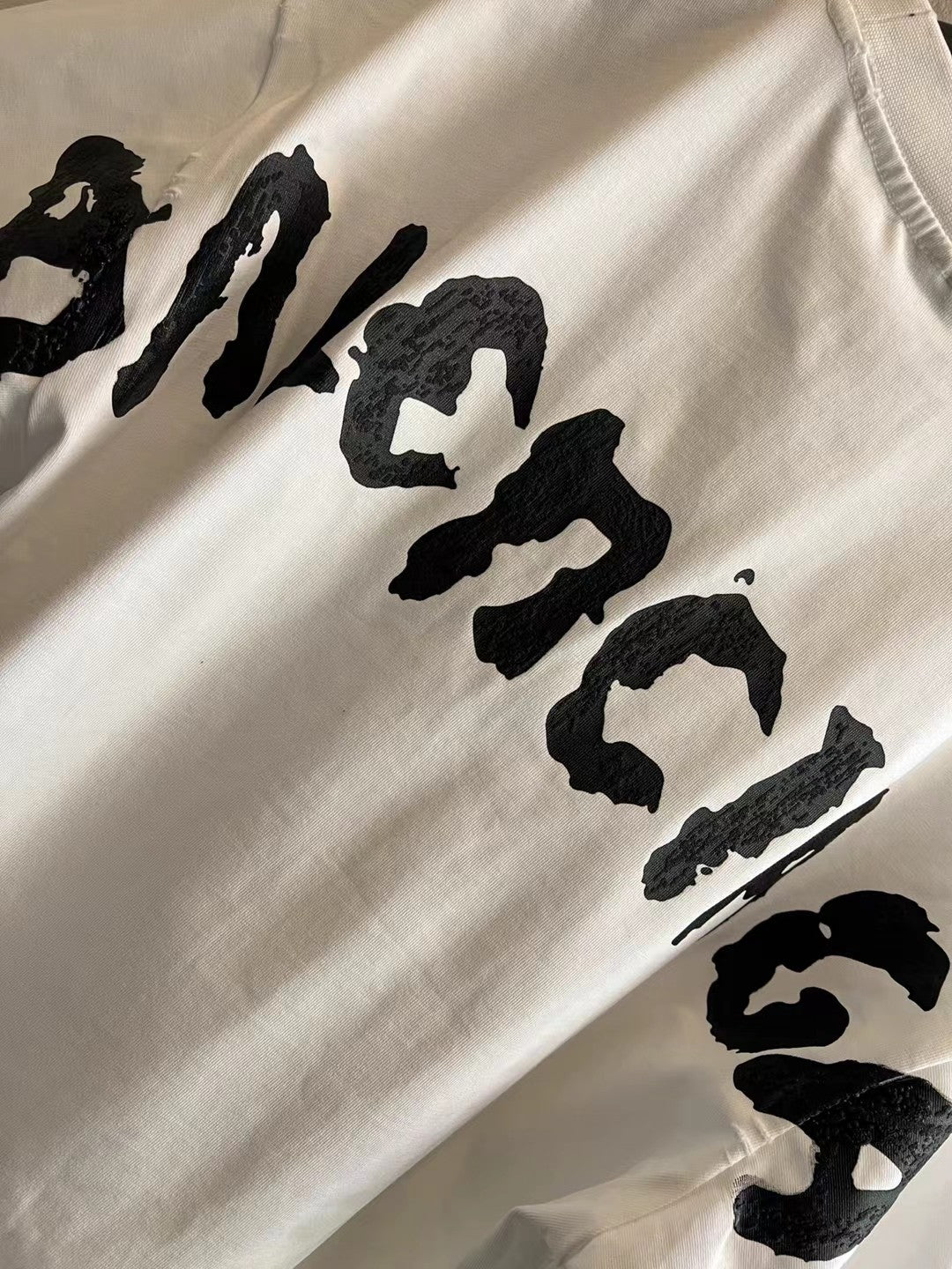 Balenciaga Logo Print Distressed Oversized T-Shirt