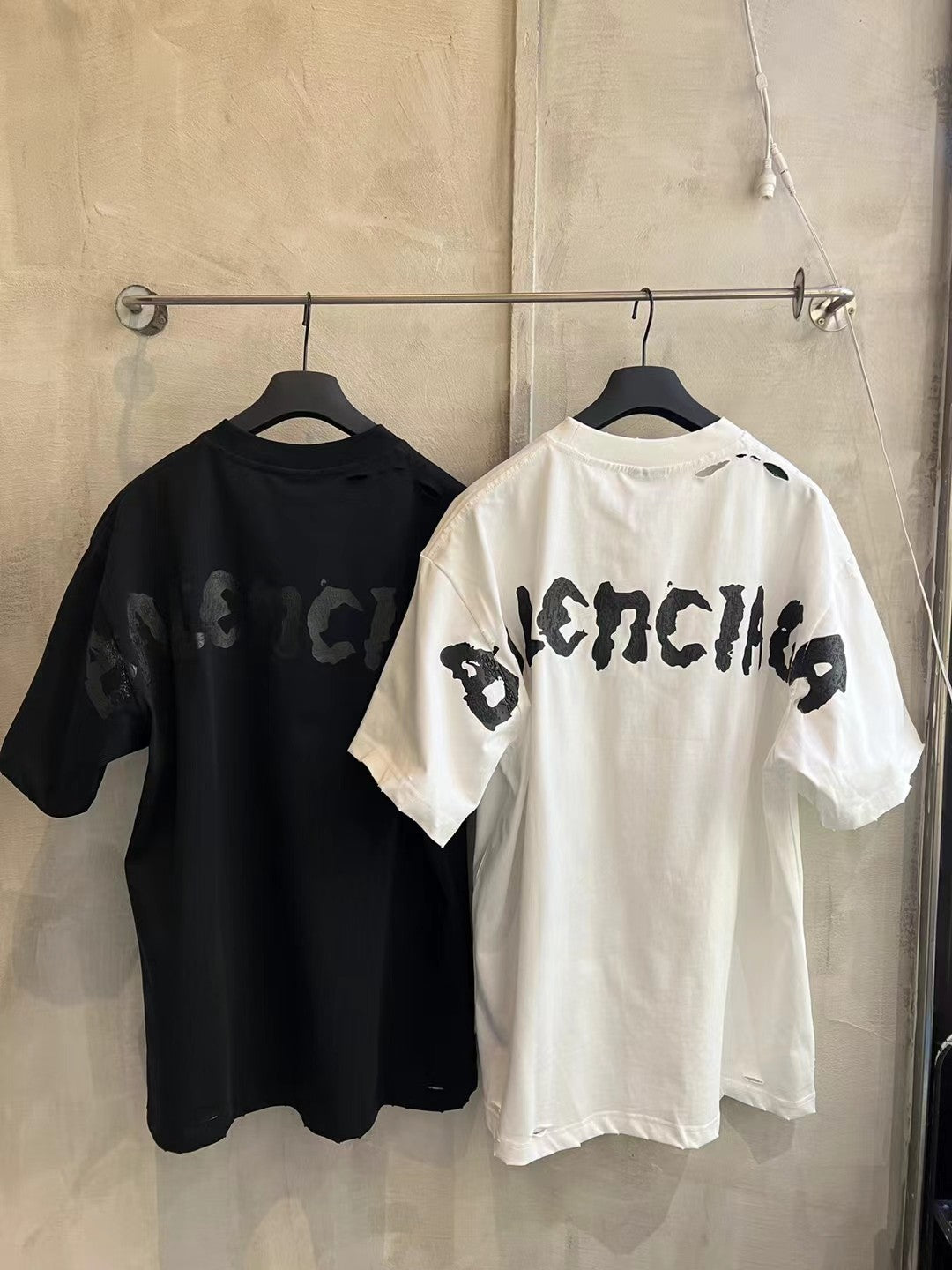 Balenciaga Logo Print Distressed Oversized T-Shirt