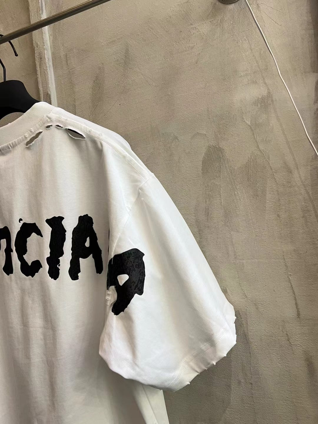 Balenciaga Logo Print Distressed Oversized T-Shirt