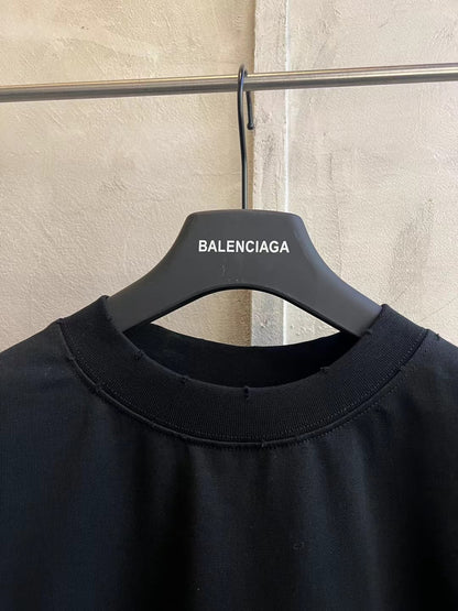 Balenciaga Logo Print Distressed Oversized T-Shirt