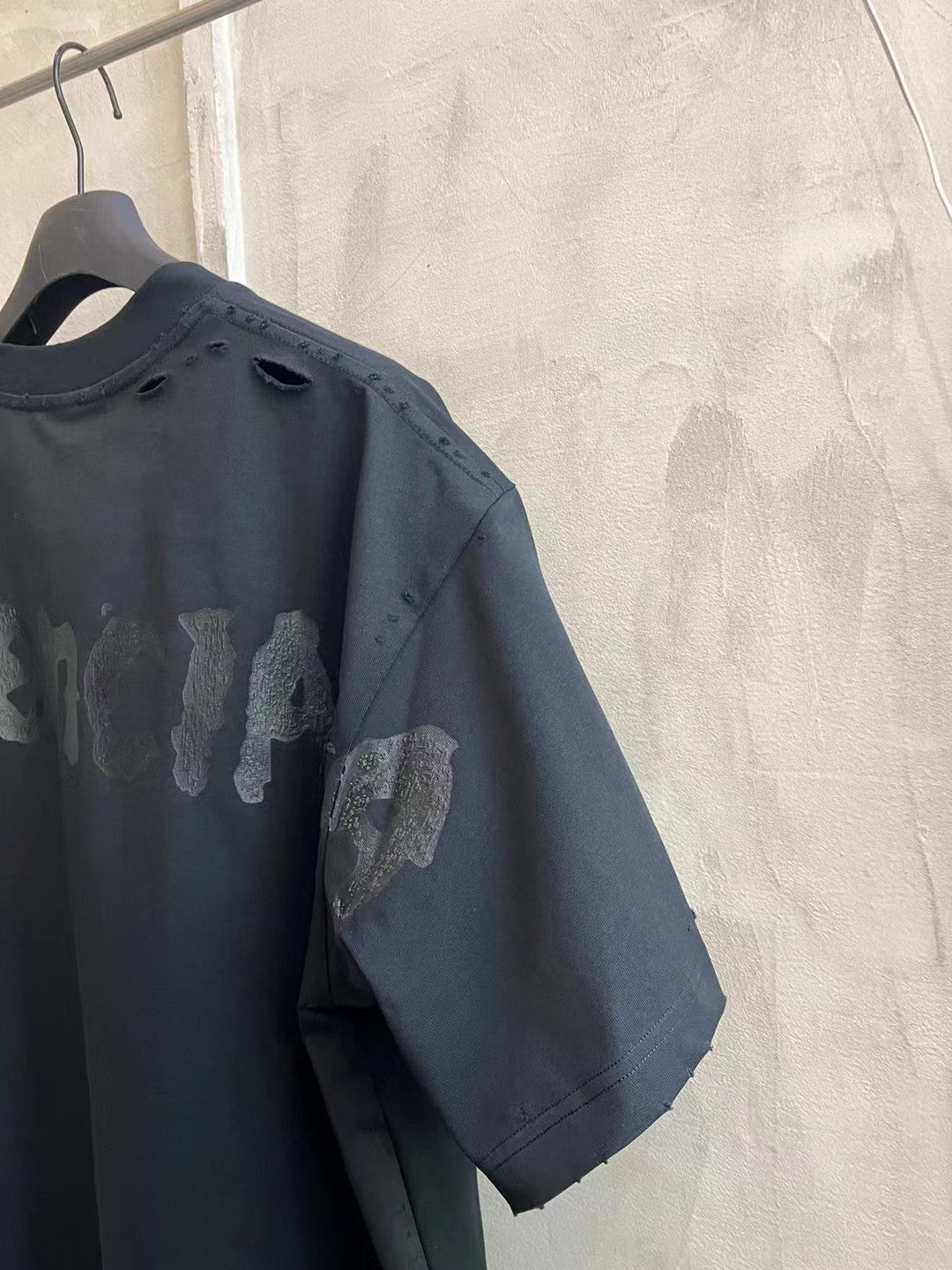 Balenciaga Logo Print Distressed Oversized T-Shirt