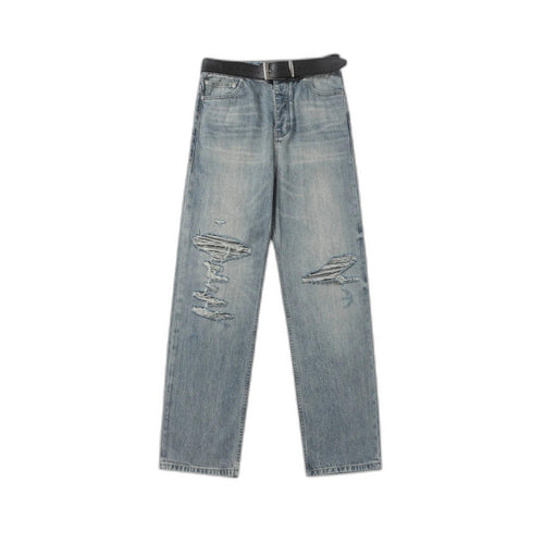 BALENCIAGA*Selvedge organic denim pants with integrated belt