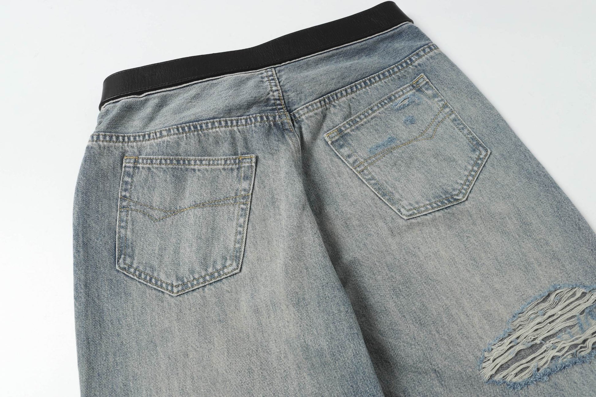 BALENCIAGA*Selvedge organic denim pants with integrated belt