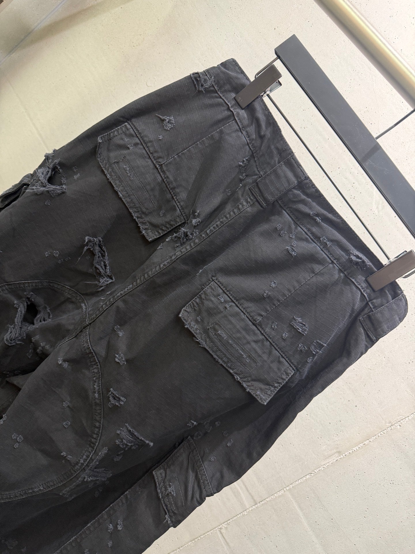 BALENCIAGA Men's Distressed Large Cargo Pants "Black"