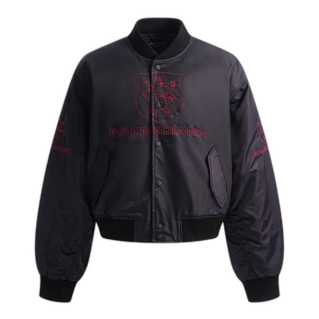BALENCIAGA Men's Lion Club Varsity Jacket in Black