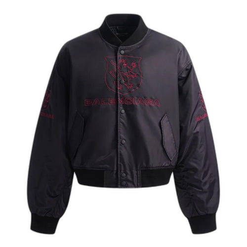 BALENCIAGA Men's Lion Club Varsity Jacket in Black
