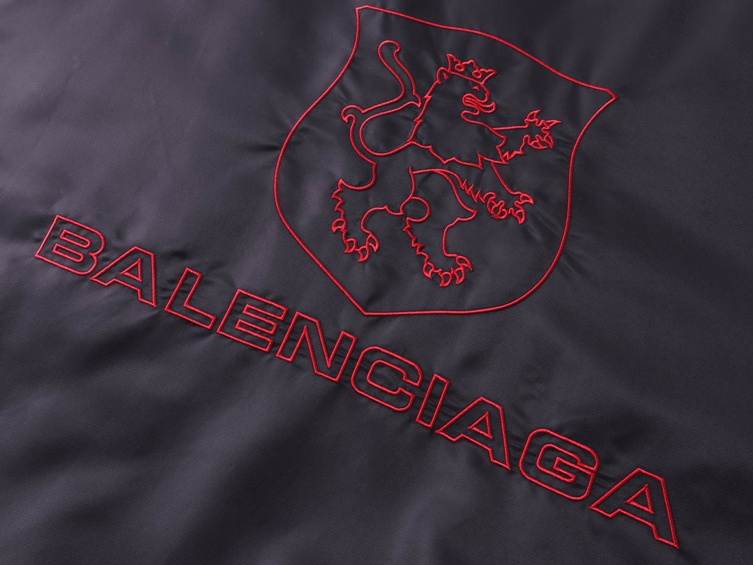 BALENCIAGA Men's Lion Club Varsity Jacket in Black