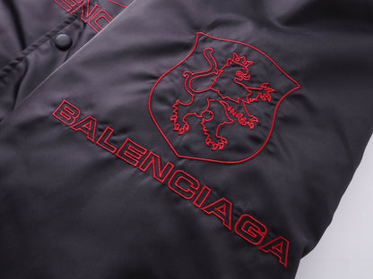 BALENCIAGA Men's Lion Club Varsity Jacket in Black