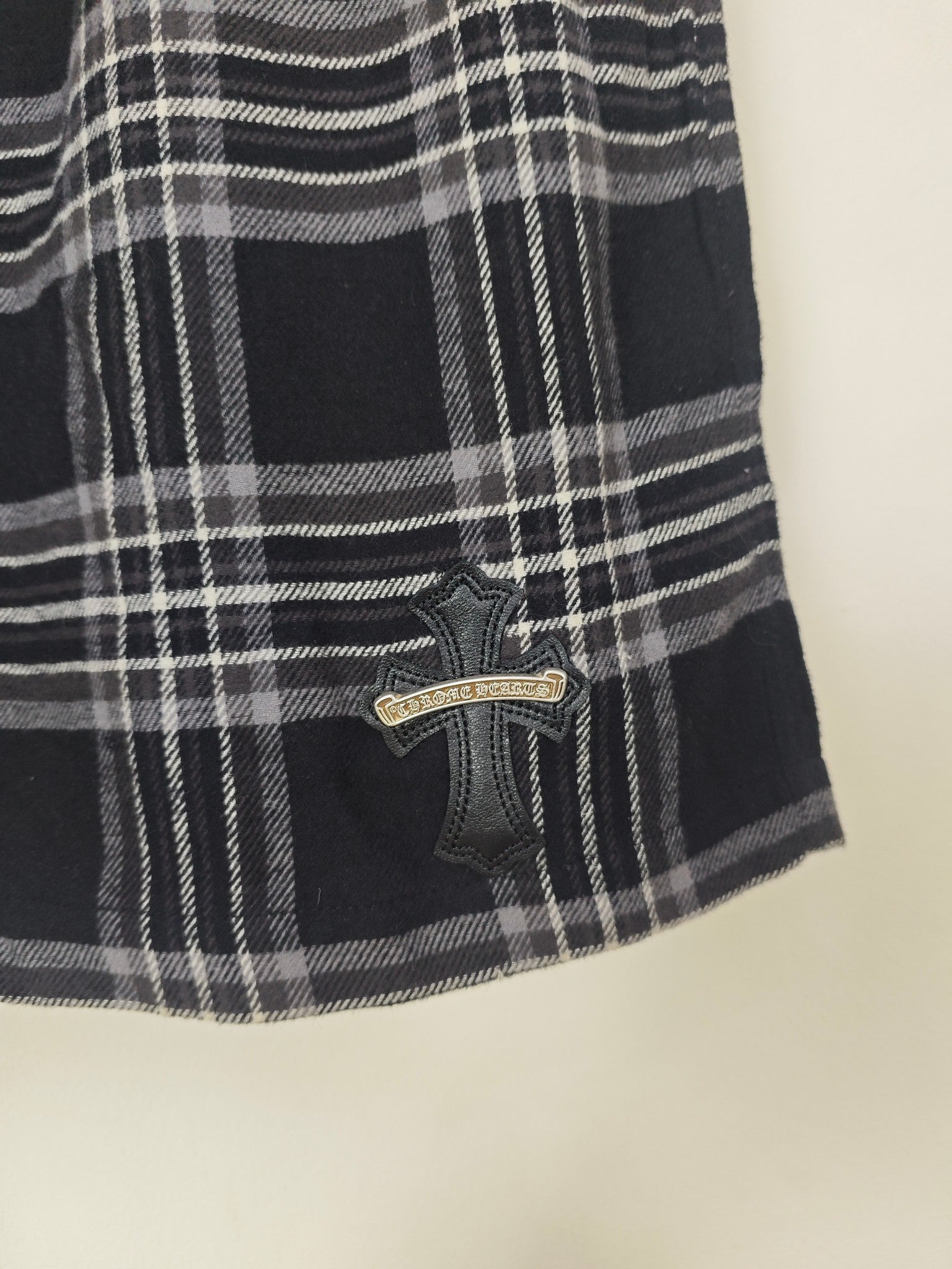 Chrome Hearts After School Cross Patch Flannel Shorts