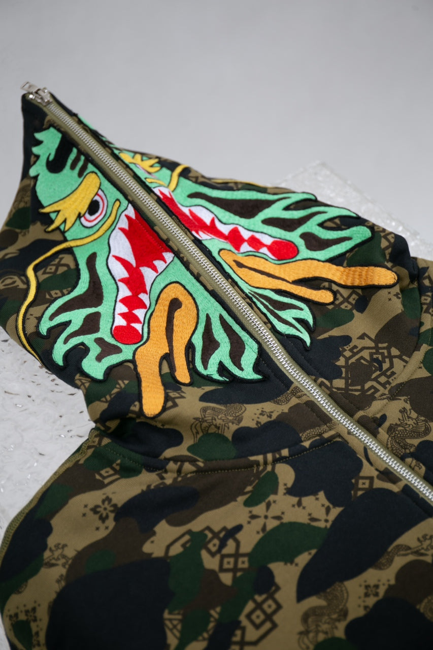 BAPE X CLOT CAMO SHARK RELAXED FIT FULL ZIP HOODIE