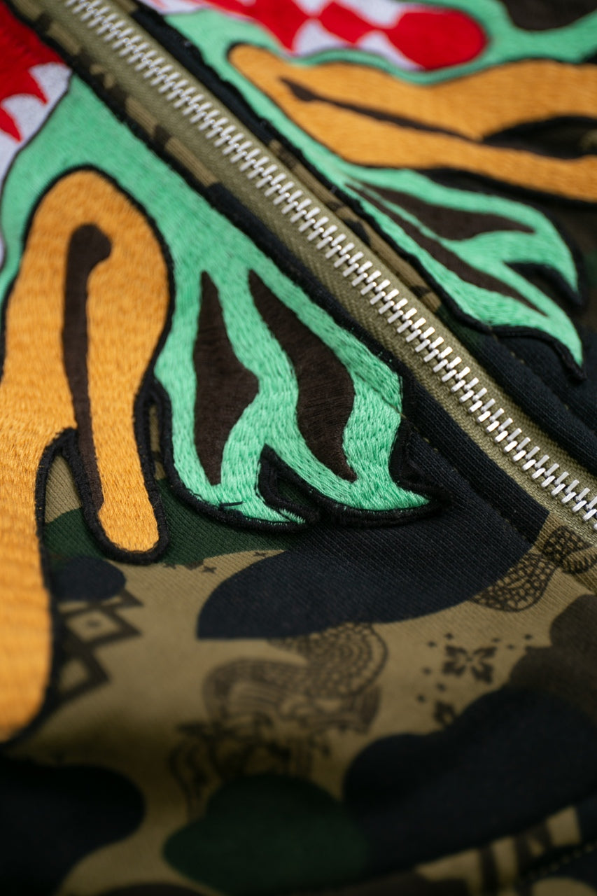 BAPE X CLOT CAMO SHARK RELAXED FIT FULL ZIP HOODIE