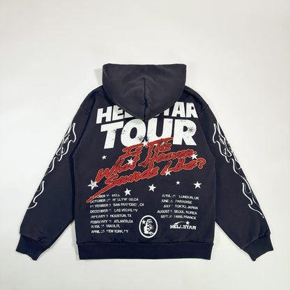 HELLSTAR Records Tour flame-print hoodie