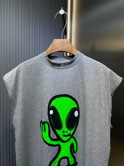 BALENCIAGA Hi There + Dripley Sleeveless T-Shirt "Heather Gray"
